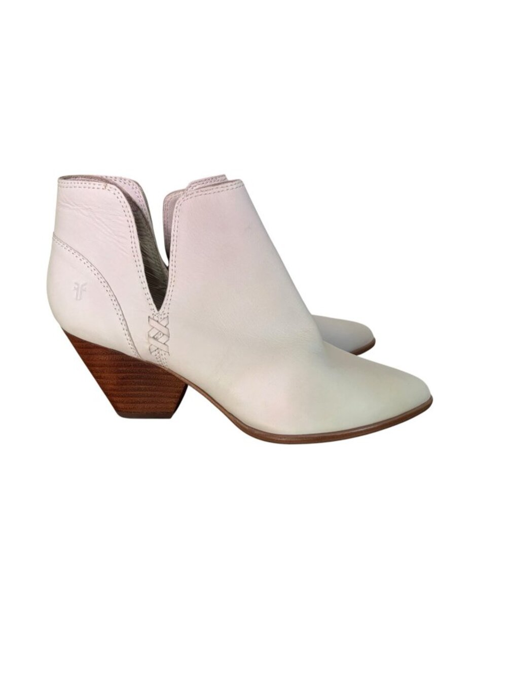 Frye Reina Cutout Booties Womens 9.5 White Leather Ankle Boot Western Boho